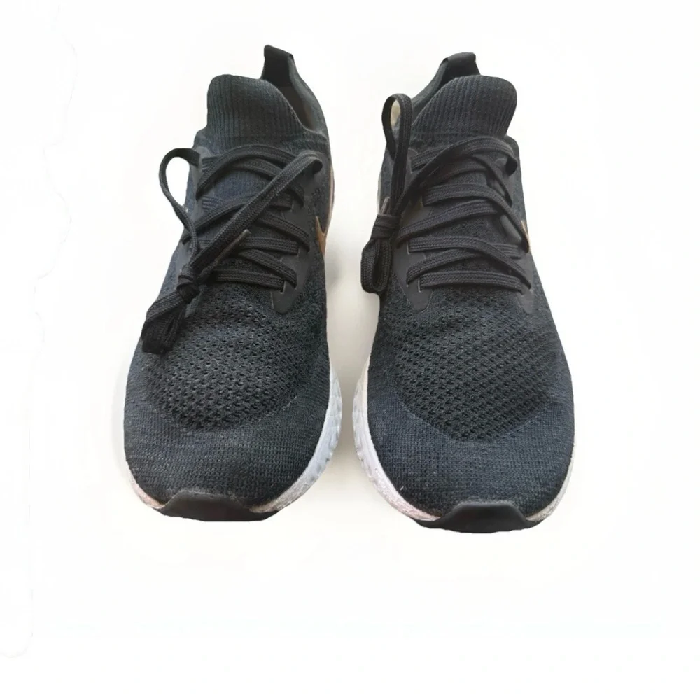 Nike Epic React Women’s Size 8.5 Running Shoes Black Gold Mesh Sneakers VGUC